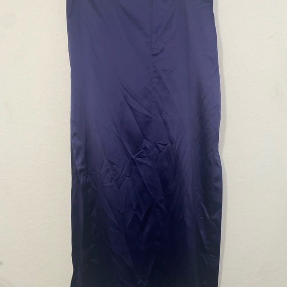 Anthropologie Sateen Trouser Dark Academia Preppy Purple Maxi Skirt High Slit 10 - Picture 3 of 12